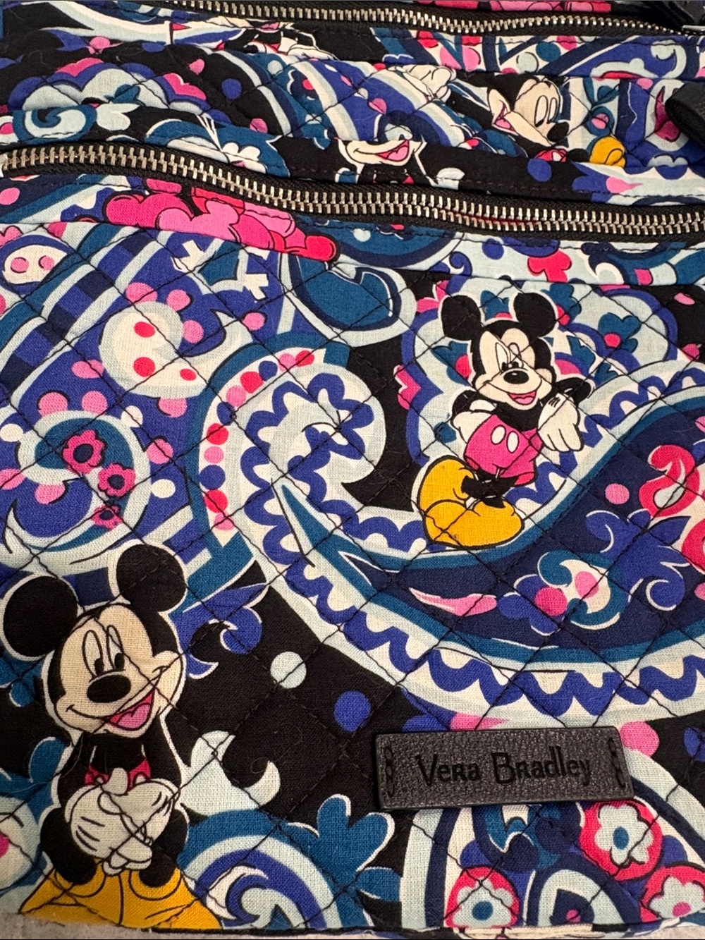 Vera Bradley Blue Paisley Mickey Mouse Crossbody Bag - Picture 2 of 3